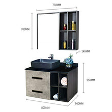 Set di Mobiletti Specchio e Lavabo Mobile da Bagno in Legno Multistrato per Il Bagno con Mobile da Bagno per Mobile da Bagno (Color : Black, Size : 50x80x55cm)