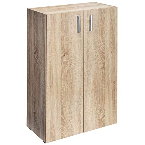 CASARIA Cassettiera Vela 2 Ante con Ripiani 115,5x60x30cm Credenze Comò Armadietto Ufficio Mobiletto