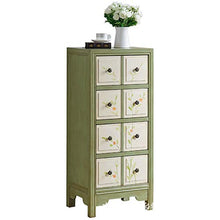 Yhjkvl Cassettiera Rustico Style 4 cassetti Accent Petto Alto Storage Unit (Color : Green, Size : 48x35x101CM)