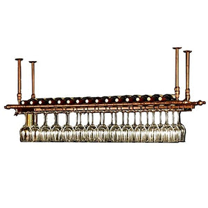 MDELRuldeⓘ Porta bottiglie da vino Portabottiglie da parete in metallo Portabicchieri da soffitto vino sospeso Portabottiglie da vino vintage Portabottiglie rustico a parete Altezza regolabile