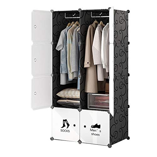 Locker 2-Gitter Armadio Armadio 2-Hanging Archivi Rimovibili di Plastica Scaffali 8 Porte Abbigliamento Home Camera Nero 75X47X147CM MUMUJIN