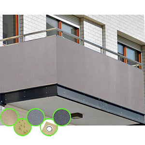fregaren.de PB2 PES - Paravento per balcone, 90 x 300 cm, con occhielli e cordoncino, in diverse misure e colori (90 x 300 cm (A x L), grigio