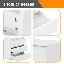 Comodini da Notte, Cassetto Organizattore da Letto Cassettiera Camera Letto Comodino con 3 Cassetto, 45 x 38.2 x 56 cm, Bianco