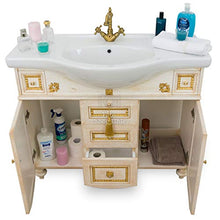 SHOP CHIC Mobile Bagno Barocco in Legno Avorio con FREGI Oro Foglia