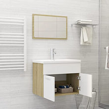 vidaXL Set Mobili da Bagno 2 pz Bianco e Rovere Sonoma in Truciolato