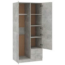 vidaXL Armadio Compatto Elegante Robusto con Cassetti e Asta Arredo Guardaroba Appendiabiti Organizer Casa Grigio Cemento 80x52x180 cm in Truciolato