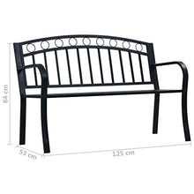 Cikonielf Panca da Giardino Decorativa 125 x 53 x 84 cm Panchina da Giardino con Braccioli Curvati Elegante Robusta Classica-Nera in Acciaio