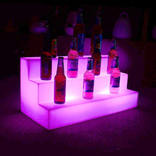 LED illuminato bottiglia del liquore display illuminato balconcino portabottiglie 3 Tier casa bottiglia bar Mensola bevande Mensole di illuminazione con telecomando lunghezza di 65 cm,16colors