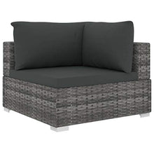 SKM Set Divani da Giardino 9 pz con Cuscini in Polyrattan Nero D