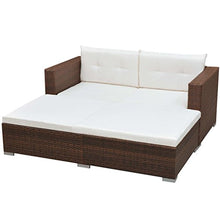 Tidyard- Divano da Giardino Set 8 pz in Polirattan Modulare Marrone, Set Divano Rattan