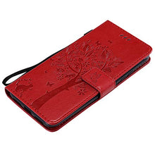 Robinsoni Custodia Compatibile con Xiaomi Redmi 7 Cover Folio a Fogli Mobili Cover Libro Pelle PU Case Taccuino Cover Portafoglio Custodia Libretto Retro Flip Caso Gatta in Rilievo Cover,Rossa