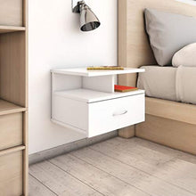 Festnight Comodino Pensile Camera da Letto Truciolato,Comodino Sospeso,Comodini Bianchi,Mensola Comodino,Comodini Sospesi Camera da Letto,Comodini Moderni,Mensole con Cassetto da Parete 40x31x27 cm
