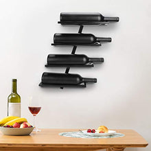 Rodipu Portabottiglie per Vino, portabottiglie Multifunzionale per Vino Rosso, mensola portaoggetti a Parete per(Inclined Wine Rack for 4 Bottles Black)