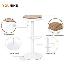 YOUNIKE 2 x Sgabello da Bar Sedia da Bar in Legno massello 58-80 cm Regolabile in Altezza, Sgabello Girevole a 360 ° con poggiapiedi, per Cucina Bar caffetteria, Bianco