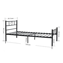 DORAFAIR Letto Singolo Moderni Letto di Metallo Frame Stabile 90x190cm,Cuore Nero