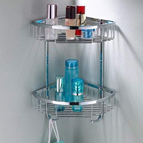 NHLBD Mensola da Bagno, mensola portaoggetti - 2 ° Piano Bagno Doccia Stand a Parete in Acciaio Inox Caddy Angolo Magazzinaggio for Cucina Bagno partizione