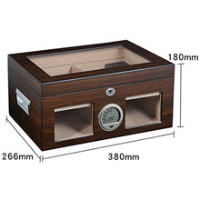 100 Sigari Raffreddamento Humidor Household Grande Capacità Cigar Cabinet Legno Di Cedro Cigar Idratante Governo Trasparente Tetto Apribile Igrometro Esterno ( Color : Brown , Size : 38*26.6*18cm )