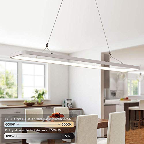 EYLM Lampada a Sospensione Lampadario Dimmerabile Moderno con Telecomando Lampadario da Soffitto a LED 45W per Ufficio/Sala da Pranzo/Soggiorno/Camera da Letto