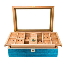 HCKZ Bene Humidor, Cigar Box, Lago di Blue Water, a più Strati di vano, di Grande capacità See-Through Cedro Cigar Humidor .Fascia Alta (Size : Lake Blue)