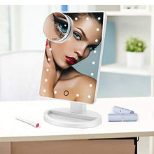 PULLEY Specchio da trucco illuminato con 21 luci LED e touch screen dimmerabile, 10 x specchio a lente di ingrandimento staccabile, a batteria ad alta definizione