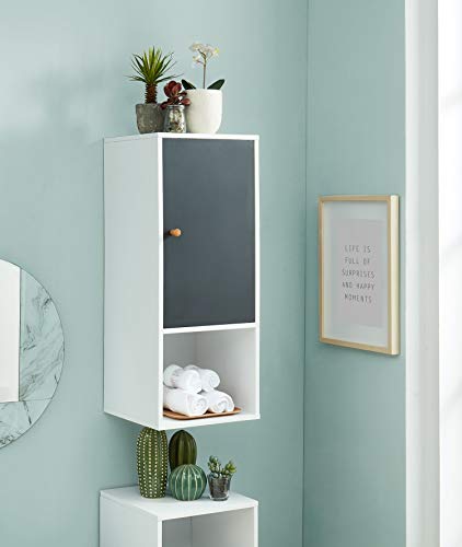 BAITA - Mobiletto da parete per bagno, bianco, grigio, 0