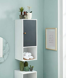 BAITA - Mobiletto da parete per bagno, bianco, grigio, 0