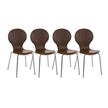 CLP Set 4 Sedie Impilabili Diego in Legno Robusto I Sedia Attesa Telaio in Metallo I Sedia Ergonomica Conferenza Design, Colore:Noce