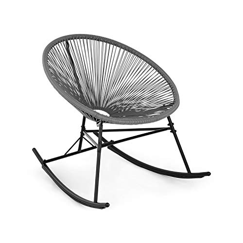 blumfeldt Roqueta Chair - Sedia a Dondolo, Design retrò, Copertura Realizzata A Rete da 4 mm, Materiale: Acciaio Verniciato a Polvere, Resistente agli Agenti Atmosferici, Grigio