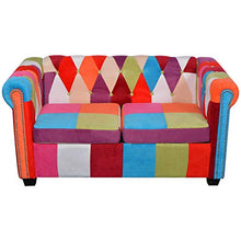 vidaXL 2X Divani Chesterfield Morbidi Imbottiti con Braccioli Set Comodi Eleganti Raffinati Robusti Sofa Arredi Casa in Tessuto Patchwork