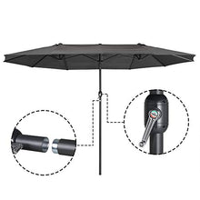 Zelsius Ombrellone da Sole | Ombrellone con manovella |Grigio - 460x270 cm | Ombrellone da Mercato | per Balcone e Giardino