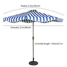 Sunshade all'aperto Spiaggia da sole ombrellone 2.7m a mano a mano a mano a mano a strisce Balcone Balcone ombrello Tempo libero Terrazza Giardino Villa Patio Ombrello senza base ( Color : Blue )