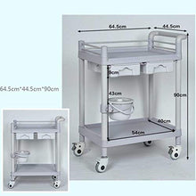 Passeggino Medico per Adulti, Carrello per Utensili in Plastica ABS per Ospedale, Carrello per Strumenti Odontoiatrici per Clinica Medica, Carrello per Montaggio Doppio Cassetto Doppia Cintura