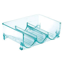 mDesign Set da 2 Portabottiglie vino e acqua – Scaffale portabottiglie da appoggio per un totale di 6 bottiglie – Mensola portabottiglie impilabile in plastica senza BPA – blu