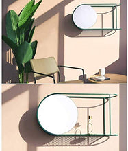 DIELUNY Specchio per Trucco Specchio per Trucco, Montaggio a Parete in Metallo con ripiano Specchio cosmetico semicircolare Doppio HD Specchio di Bellezza