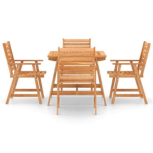 FAMIROSA Set da Pranzo da Giardino 5 pz in Legno Massello di Acacia-7843