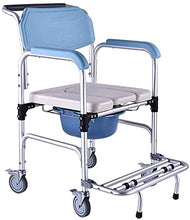 Sedia da Doccia Mobile Comò, Ruote E Freni Pedale Pieghevole, Sedile Imbottito in Spugna, Secchio per Sedia A Rotelle Ausiliaria per Anziani, Disabili, Donne Incinte A