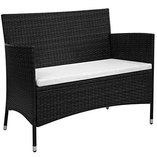 vidaXL Panchina in Polirattan Nera 106x60x84 cm Panca da Esterni Giardino