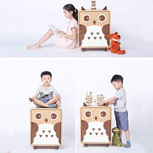 MMWYC Gufo Mobili Fumetto Solid Camera da Bambini Comodino for Bambini Legno Piccolo gabinetto Giocattolo Governo di immagazzinaggio dei Bambini, Naturale, 55 * 46,5 40cm *
