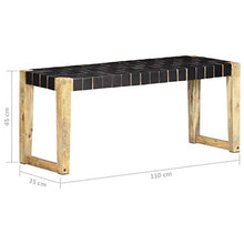 Tidyard Panca 110 cm Panchina Panca panchetta Esterno Interno in Vera Pelle e Legno Massello di Mango Panchina da Giardino 110 x 35 x 45 cm