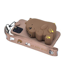 Artfeel Portafoglio Cover per iPhone 11 PRO Max,Carino 3D Cartoni Animati Morbido Silicone TPU Custodia con Cerniera Tasca e Cinturino Cordino al Collo Caso,Orso Marrone
