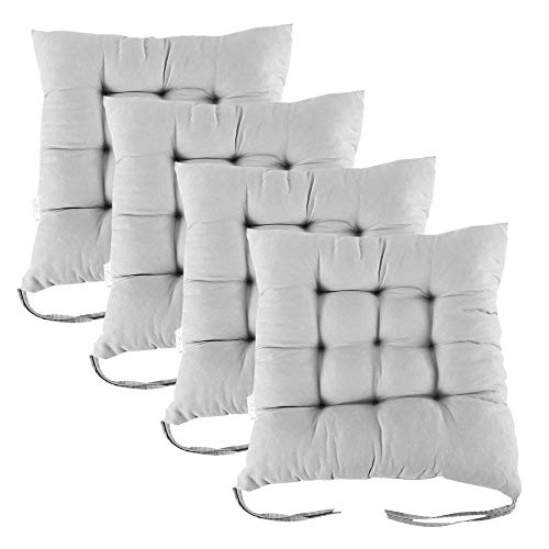 eewopjkj - Set di 4 cuscini quadrati per sedia da pranzo, con cinghie da 40 x 40 cm, per interni ed esterni, giardino, ufficio, soggiorno, colore: grigio