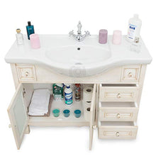 Base con lavabo in ceramica arredo bagno avorio decape' decapato 105 cm
