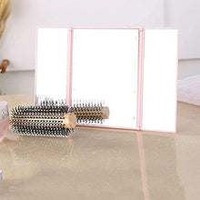 ZWH-Specchio per Il Trucco Trucco Specchi LED Desktop Tri-Fold Specchio di Bellezza Illuminato Luce Pieghevole Cosmetic Mirror for Powder Room E Bagno