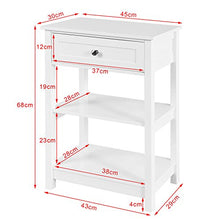 SoBuy® FBT46-W - Comodino da divano, con 1 cassetto e 2 ripiani, colore: Bianco