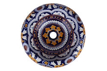 Cerames Imelda - Lavabi da appoggio rotondi messicani | Lavabo Talavera in ceramica 40 cm dal Messico | Motivi decorativi colorati