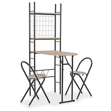 Festnight Set 3 pz Tavolo e Sedie Pieghevoli con Scaffale MDF e Acciaio,Tavolo con sedie Cucina,Penisola Cucina con sgabelli,Tavolo Alto da Bar,Tavolo Bar con sgabelli,Penisola per Cucina