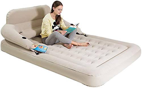 Lettino da viaggio Lettino da viaggio gonfiabile letto estraibile Schienale materasso di aria domestica addensare portatile pieghevole Campeggio Bed con pompa elettrica for Interni Esterni 6-3