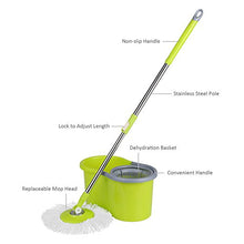 WAMSY Mop Stock Spin Mop 360 Mop E Secchio Rotanti Magic Roll Mop Rotante Facile da Strizzare con 2 Testine in Microfibra