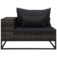 Tidyard 4 pz Set Divano da Giardino, Divano da Soggiorno, 4 Divani con Cuscini, Set Divani Modulari da Giardino per Esterno, Salottino da Giardino in Polyrattan Grigio