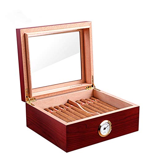 YXZLY Humidor per sigari da Tavolo, con igrometro e Scatola di Legno per umidificatore, Contiene 50 sigari, Regalo Perfetto per Famiglie o Amici in Festival, Feste, Capodanno